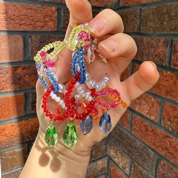 Zara Pearls & Gems Hoop Earrings - Picture 5 of 7